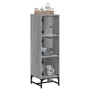 Ντουλάπι Γκρι Sonoma 35x37x120 εκ. με Γυάλινες Πόρτες - Pakobazaar