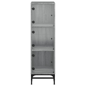 Ντουλάπι Γκρι Sonoma 35x37x120 εκ. με Γυάλινες Πόρτες - Pakobazaar