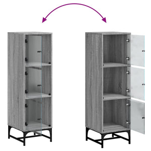 Ντουλάπι Γκρι Sonoma 35x37x120 εκ. με Γυάλινες Πόρτες - Pakobazaar