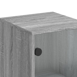 Ντουλάπι Γκρι Sonoma 35x37x120 εκ. με Γυάλινες Πόρτες - Pakobazaar