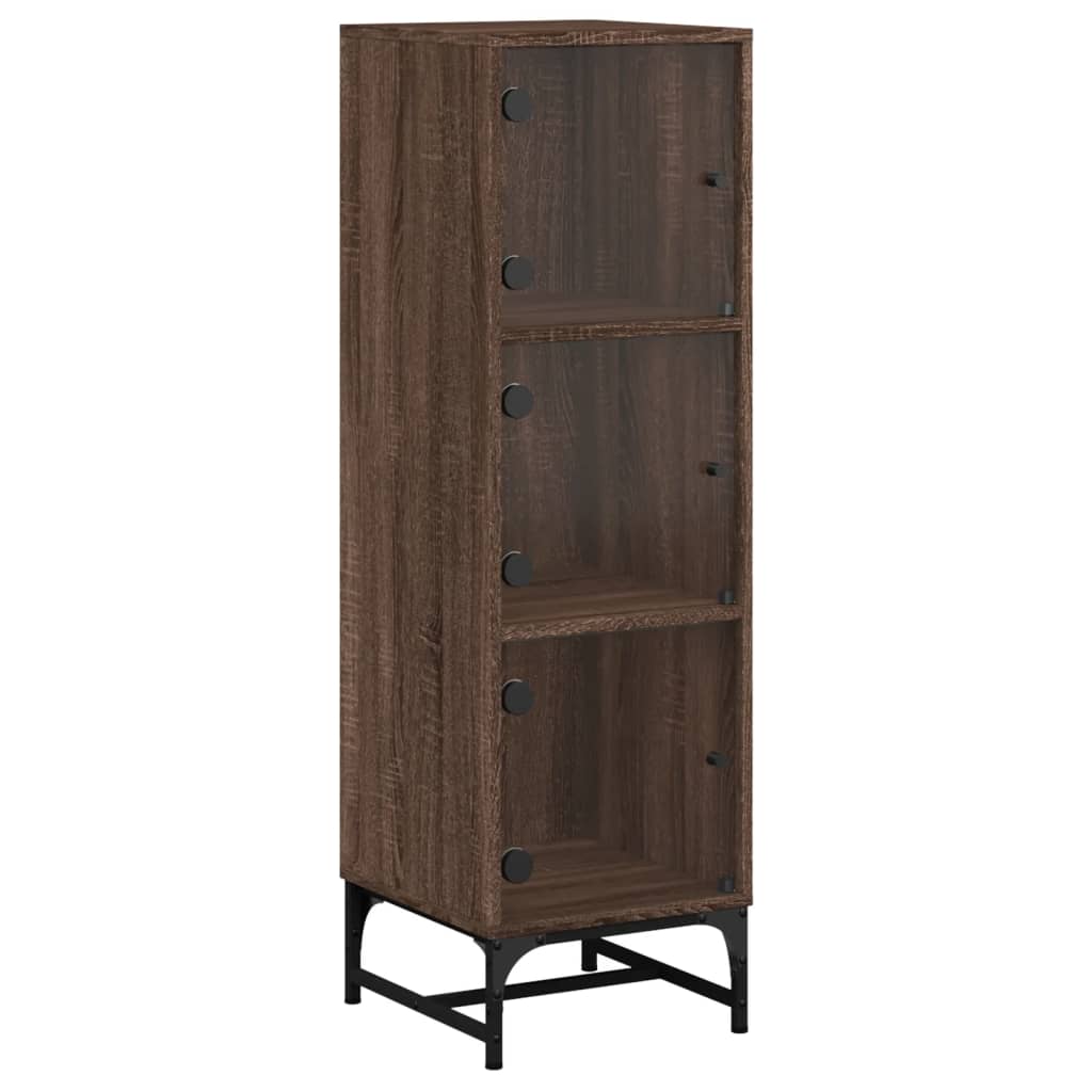 Ντουλάπι Καφέ Δρυς 35x37x120 εκ. με Γυάλινες Πόρτες