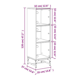 Ντουλάπι Καφέ Δρυς 35x37x120 εκ. με Γυάλινες Πόρτες