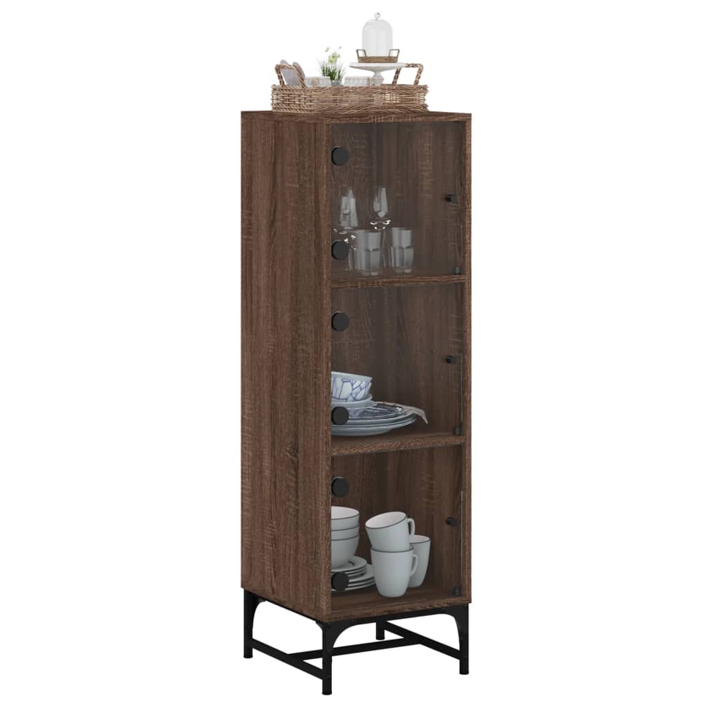 Ντουλάπι Καφέ Δρυς 35x37x120 εκ. με Γυάλινες Πόρτες