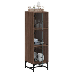 Ντουλάπι Καφέ Δρυς 35x37x120 εκ. με Γυάλινες Πόρτες