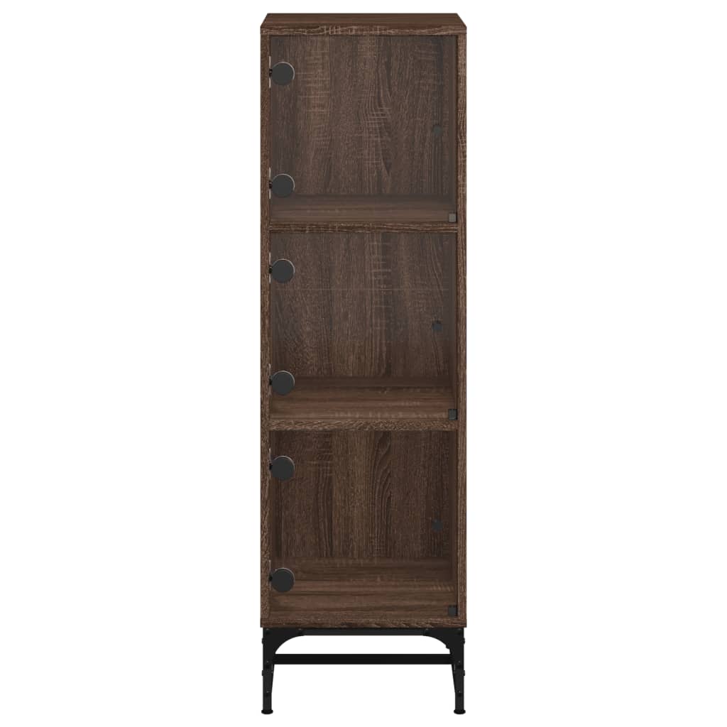 Ντουλάπι Καφέ Δρυς 35x37x120 εκ. με Γυάλινες Πόρτες