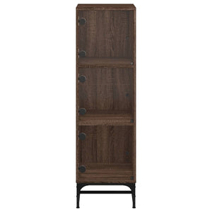 Ντουλάπι Καφέ Δρυς 35x37x120 εκ. με Γυάλινες Πόρτες
