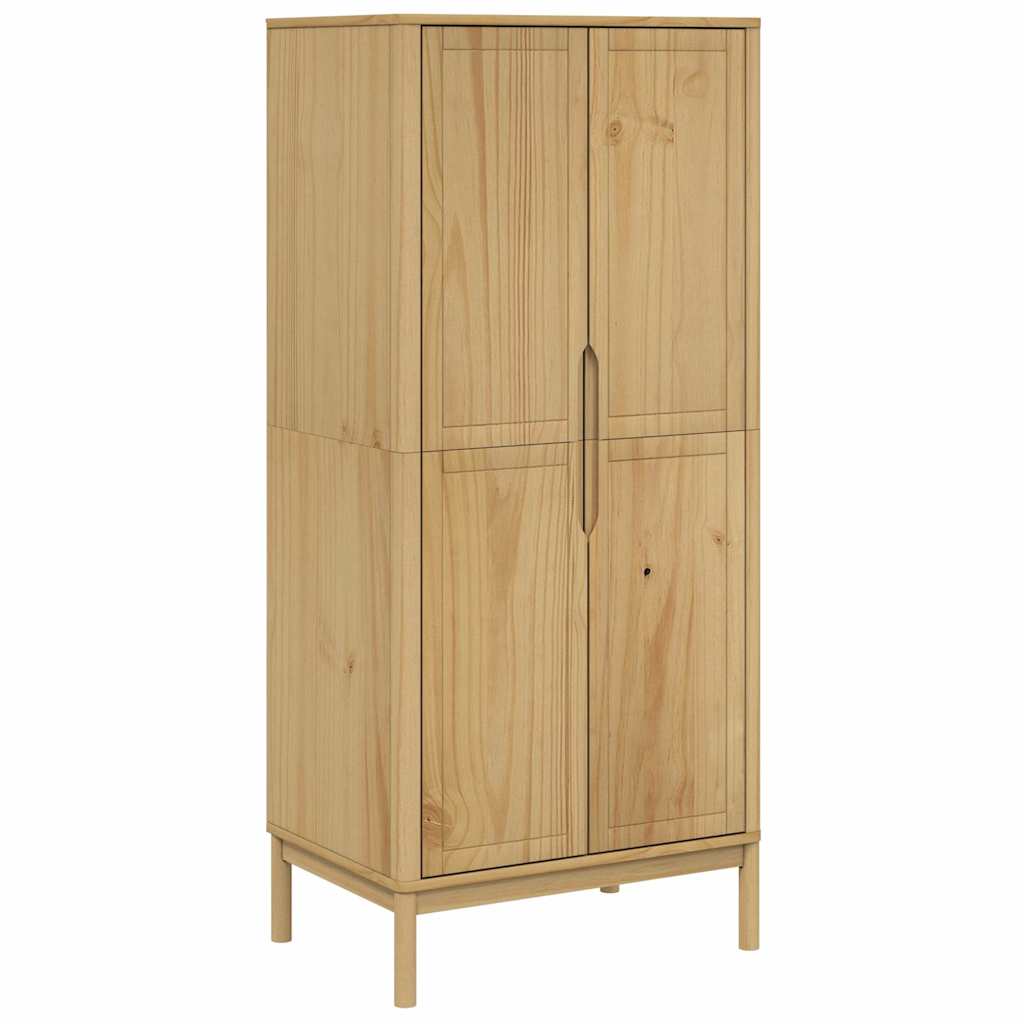 Ντουλάπα FLORO Καφέ 77 x 53 x 171 εκ. από Μασίφ Ξύλο Πεύκου