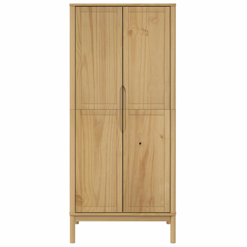 Ντουλάπα FLORO Καφέ 77 x 53 x 171 εκ. από Μασίφ Ξύλο Πεύκου