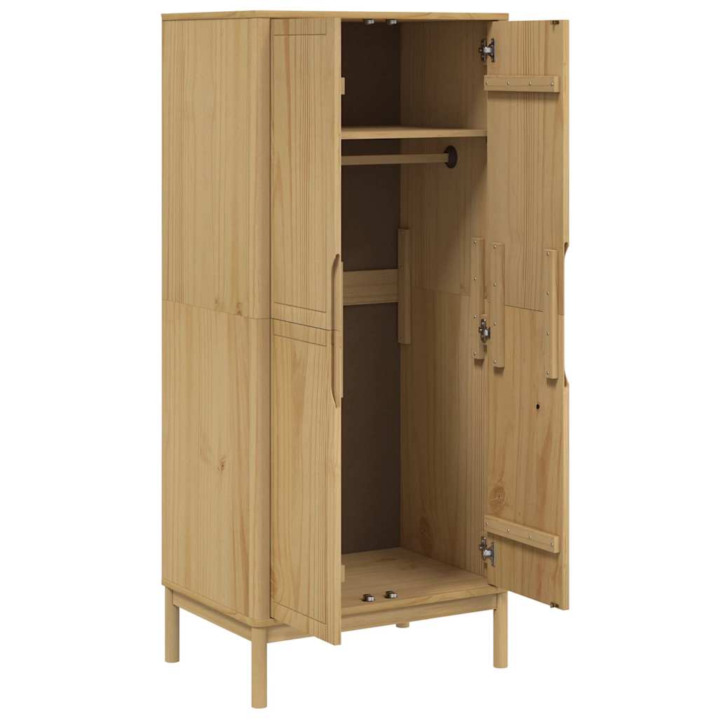 Ντουλάπα FLORO Καφέ 77 x 53 x 171 εκ. από Μασίφ Ξύλο Πεύκου