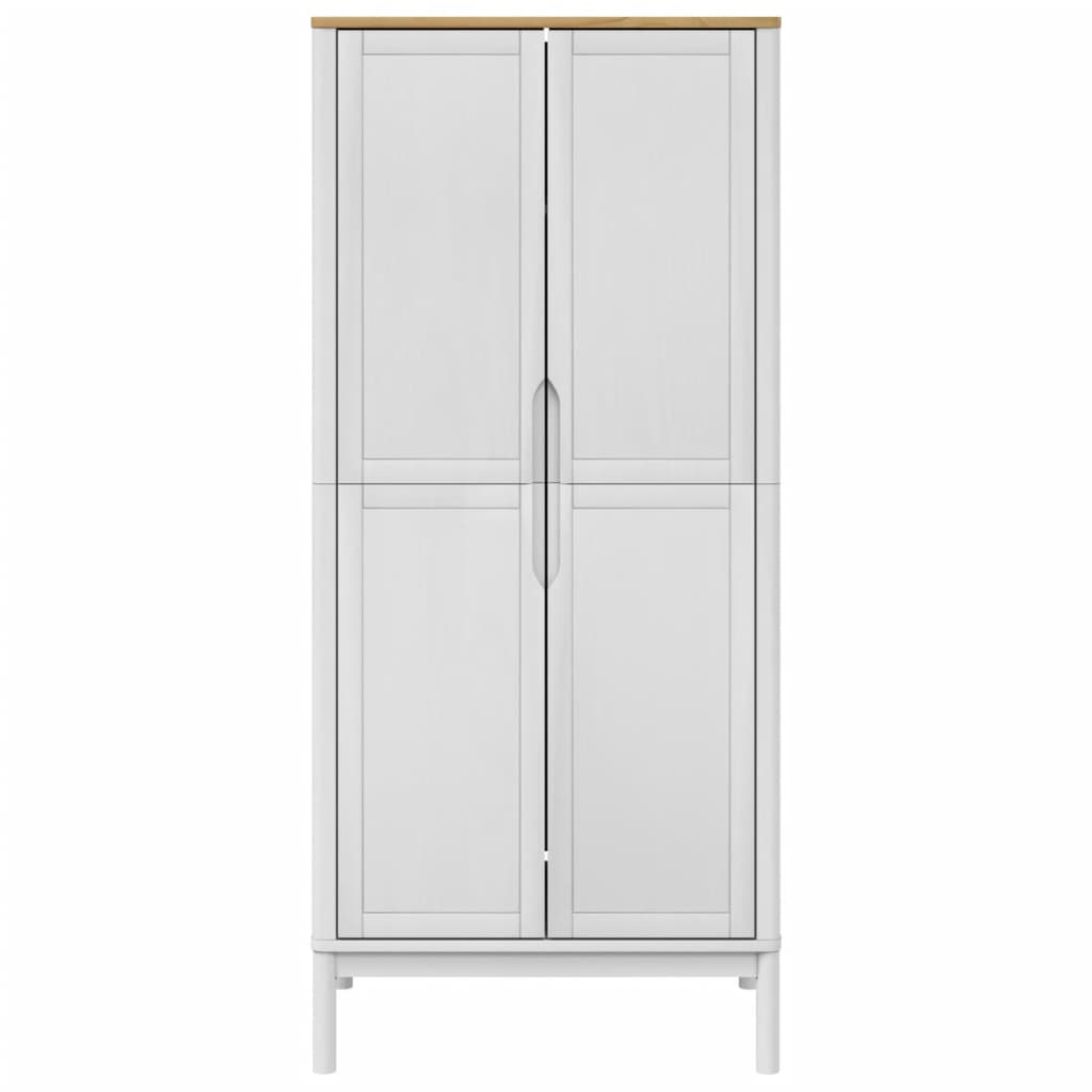 Ντουλάπα FLORO Λευκή 77 x 53 x 171 εκ. από Μασίφ Ξύλο Πεύκου