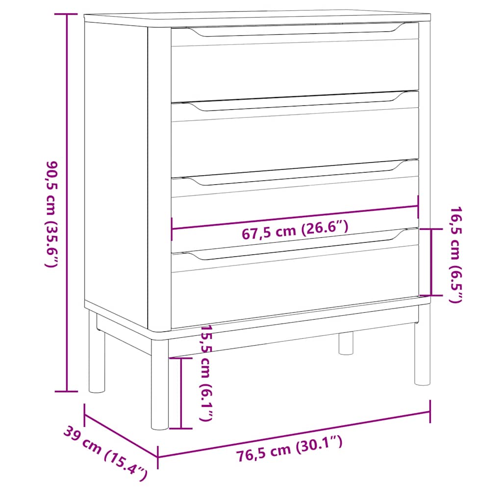 Συρταριέρα FLORO Λευκή από Μασίφ Ξύλο Πεύκου - Pakobazaar