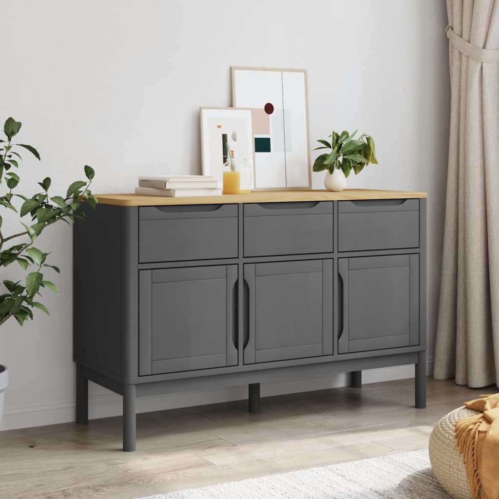 Ντουλάπι FLORO Γκρι 114 x 43 x 74 εκ. από Μασίφ Ξύλο Πεύκου
