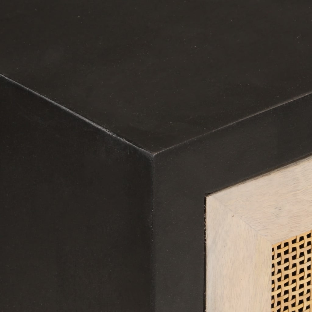 Ντουλάπι Μαύρο 55x30x76 εκ. από Μασίφ Ξύλο Μάνγκο και Σίδηρο