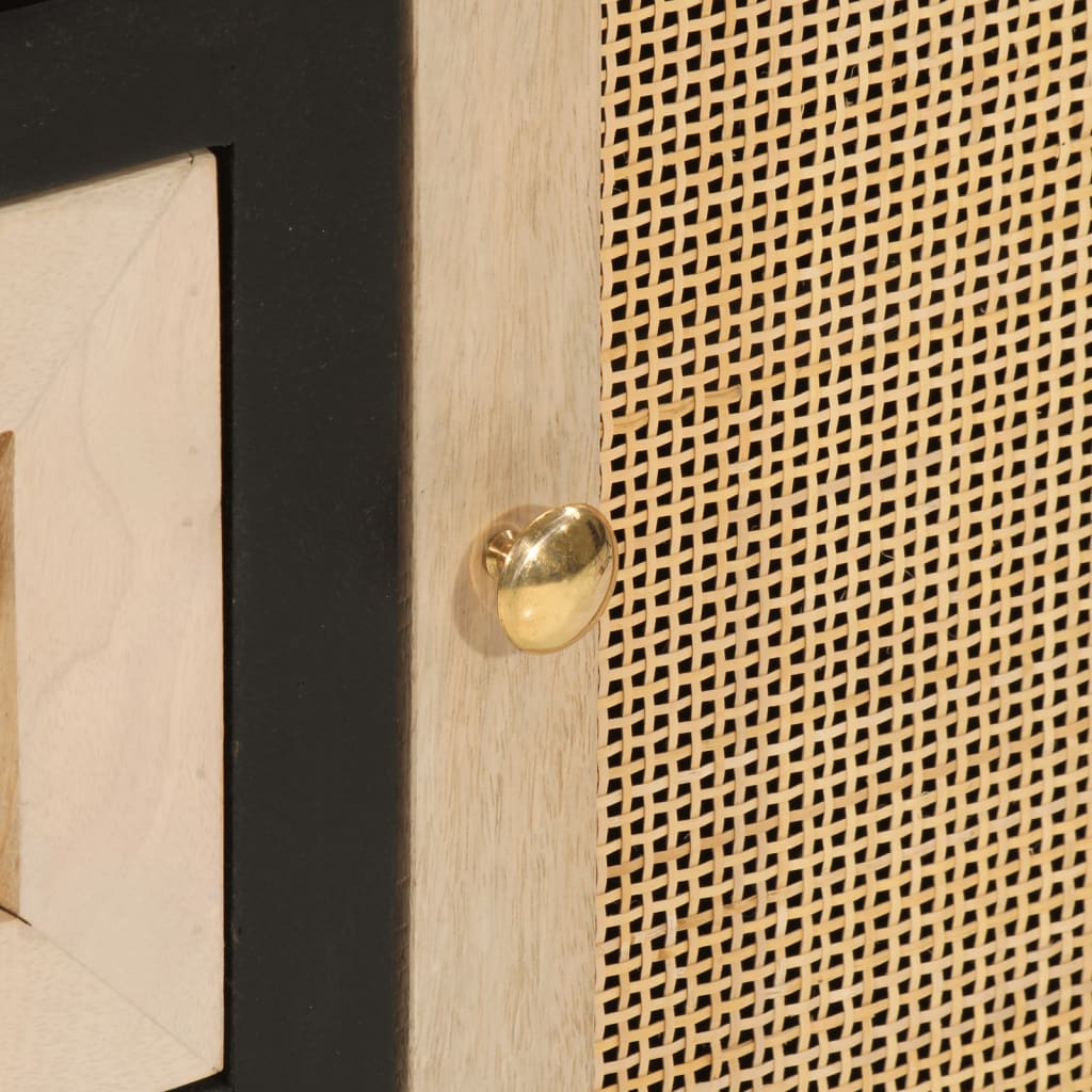 Ντουλάπι Μαύρο 55x30x76 εκ. από Μασίφ Ξύλο Μάνγκο και Σίδηρο