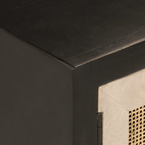 Έπιπλο Τηλεόρασης Μαύρο 110x30x40εκ.Μασίφ Ξύλο Μάνγκο & Σίδηρος