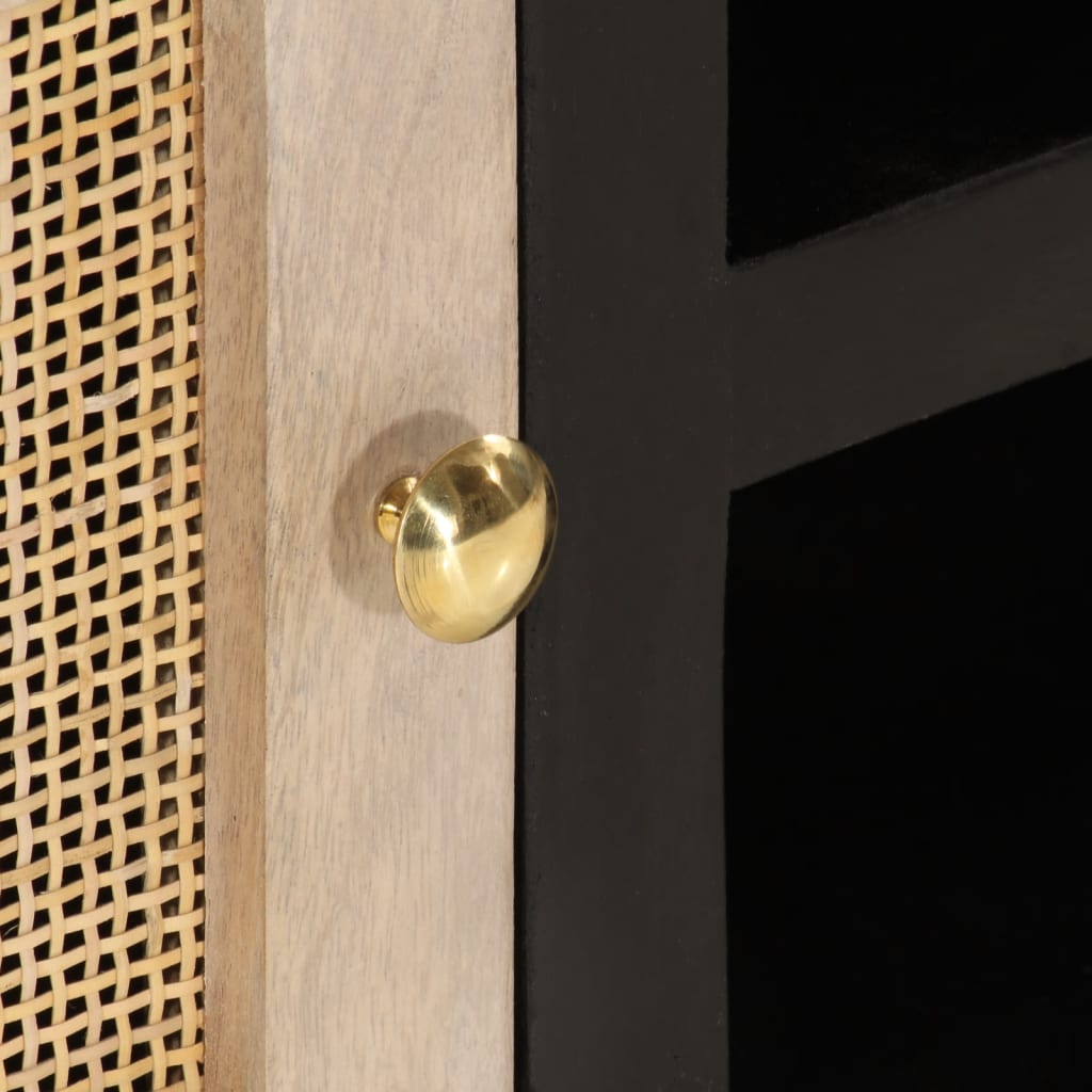 Έπιπλο Τηλεόρασης Μαύρο 110x30x40εκ.Μασίφ Ξύλο Μάνγκο & Σίδηρος