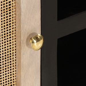 Έπιπλο Τηλεόρασης Μαύρο 110x30x40εκ.Μασίφ Ξύλο Μάνγκο & Σίδηρος