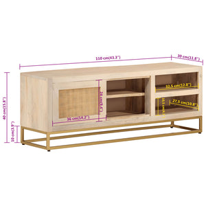 Έπιπλο Τηλεόρασης 110 x 30 x 40 εκ. Μασίφ Ξύλο Μάνγκο & Σίδηρος