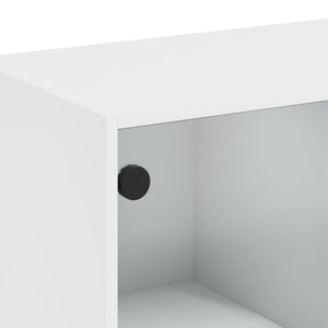 Βιβλιοθήκη με Πόρτες Λευκή 136x37x109 εκ. από Επεξεργ. Ξύλο
