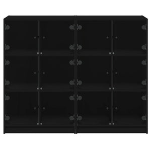 Βιβλιοθήκη με Πόρτες Μαύρη 136x37x109 εκ. Επεξ. Ξύλο