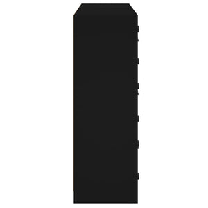 Βιβλιοθήκη με Πόρτες Μαύρη 136x37x109 εκ. Επεξ. Ξύλο
