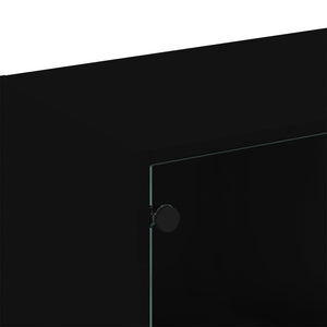 Βιβλιοθήκη με Πόρτες Μαύρη 136x37x109 εκ. Επεξ. Ξύλο