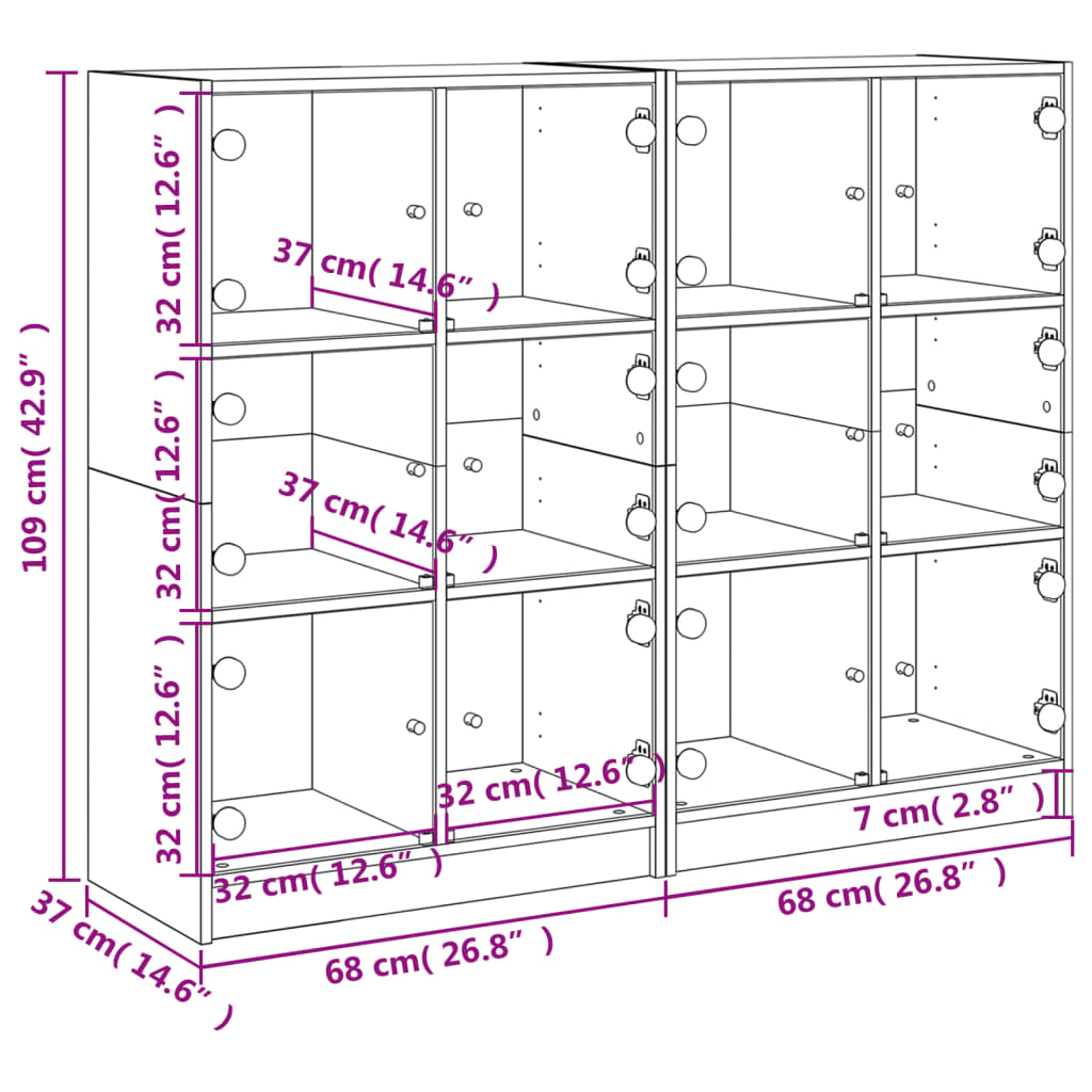 Βιβλιοθήκη με Πόρτες Sonoma Δρυς 136x37x109 εκ. Επεξ. Ξύλο