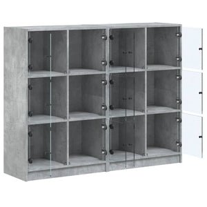 Βιβλιοθήκη με Πόρτες Γκρι Σκυροδέματος 136x37x109 εκ Επεξ. Ξύλο