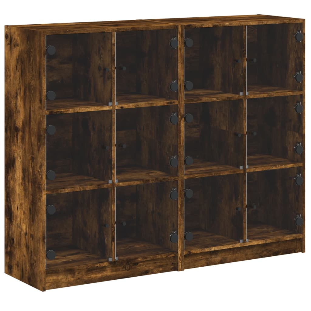 Βιβλιοθήκη με Πόρτες Καπνιστή Δρυς 136x37x109 εκ. Επεξ. Ξύλο - Pakobazaar