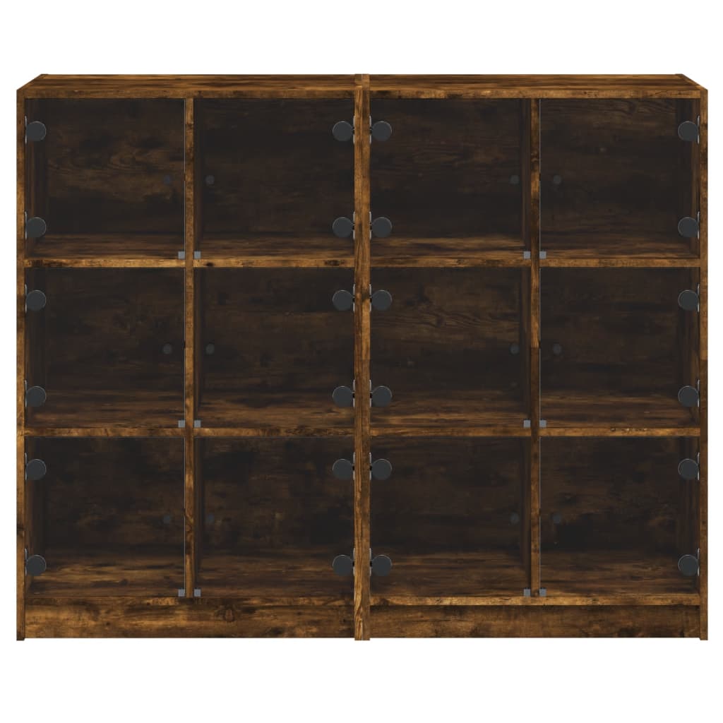 Βιβλιοθήκη με Πόρτες Καπνιστή Δρυς 136x37x109 εκ. Επεξ. Ξύλο - Pakobazaar