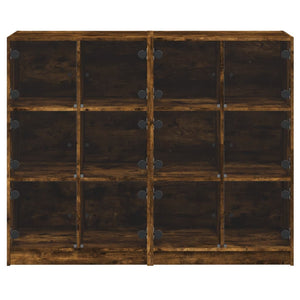 Βιβλιοθήκη με Πόρτες Καπνιστή Δρυς 136x37x109 εκ. Επεξ. Ξύλο - Pakobazaar