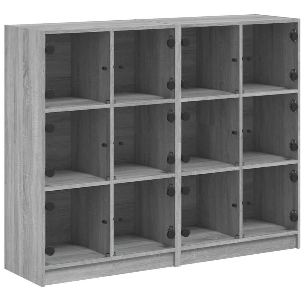 Βιβλιοθήκη με Πόρτες Γκρι Sonoma 136x37x109 εκ. Επεξ. Ξύλο