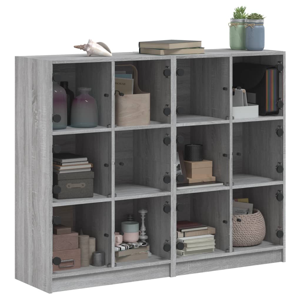Βιβλιοθήκη με Πόρτες Γκρι Sonoma 136x37x109 εκ. Επεξ. Ξύλο