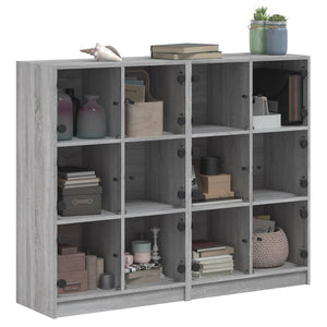 Βιβλιοθήκη με Πόρτες Γκρι Sonoma 136x37x109 εκ. Επεξ. Ξύλο