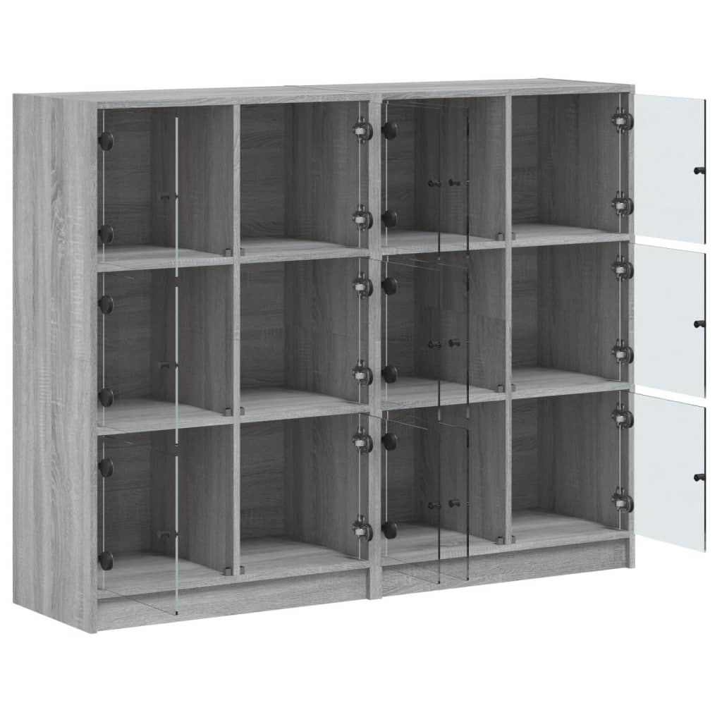Βιβλιοθήκη με Πόρτες Γκρι Sonoma 136x37x109 εκ. Επεξ. Ξύλο