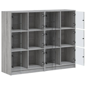 Βιβλιοθήκη με Πόρτες Γκρι Sonoma 136x37x109 εκ. Επεξ. Ξύλο