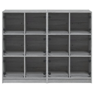 Βιβλιοθήκη με Πόρτες Γκρι Sonoma 136x37x109 εκ. Επεξ. Ξύλο