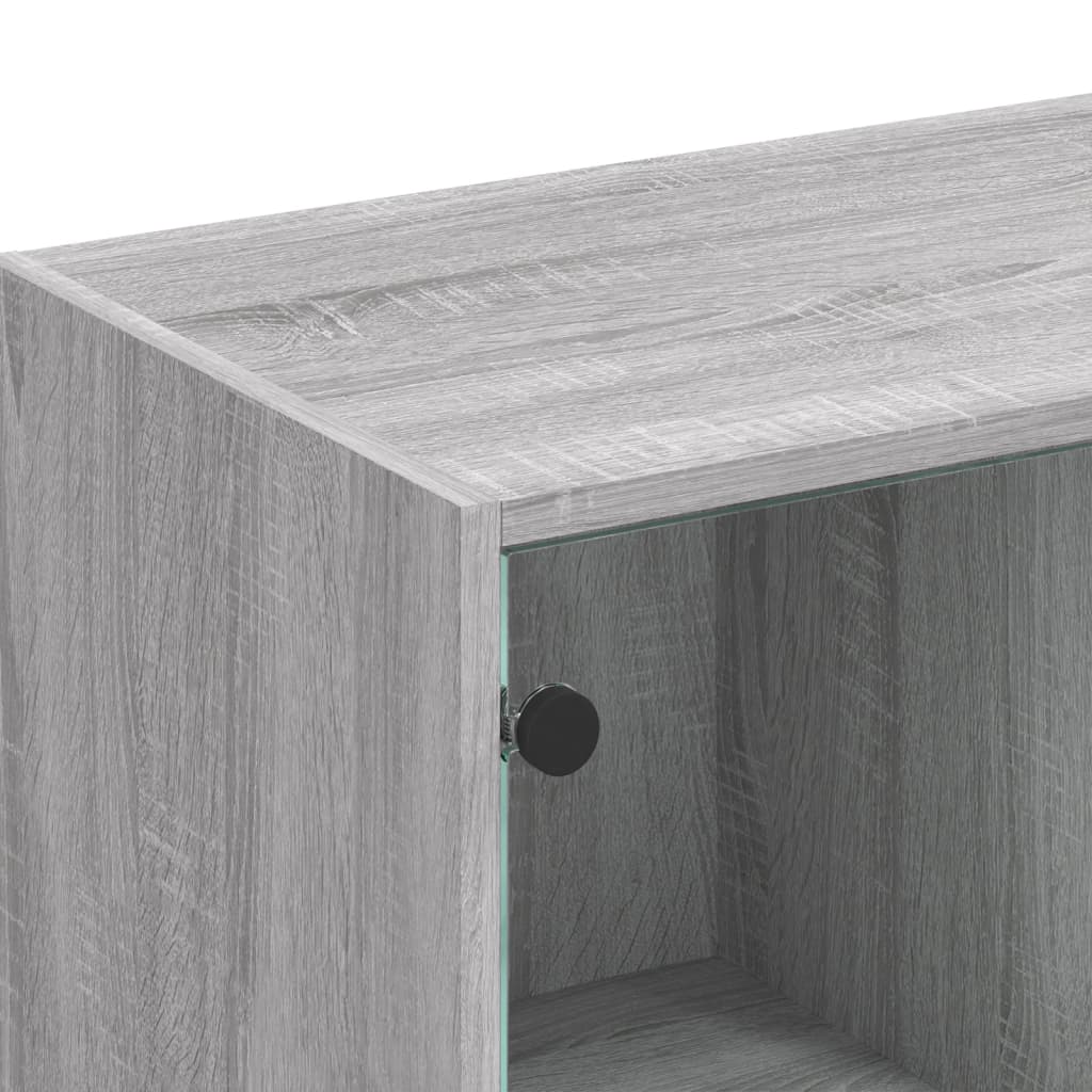 Βιβλιοθήκη με Πόρτες Γκρι Sonoma 136x37x109 εκ. Επεξ. Ξύλο
