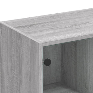 Βιβλιοθήκη με Πόρτες Γκρι Sonoma 136x37x109 εκ. Επεξ. Ξύλο