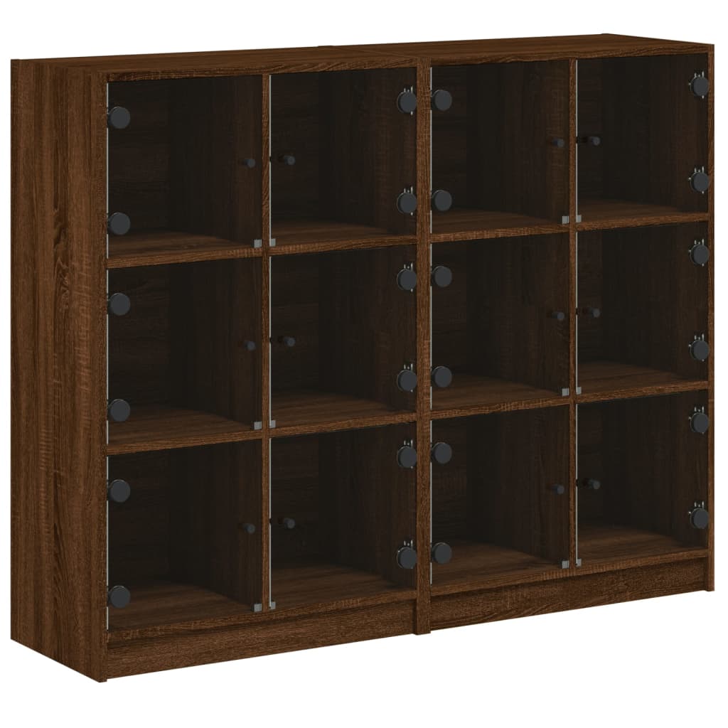 Βιβλιοθήκη με Πόρτες Καφέ Δρυς 136x37x109 εκ. Επεξ. Ξύλο - Pakobazaar
