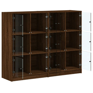 Βιβλιοθήκη με Πόρτες Καφέ Δρυς 136x37x109 εκ. Επεξ. Ξύλο - Pakobazaar