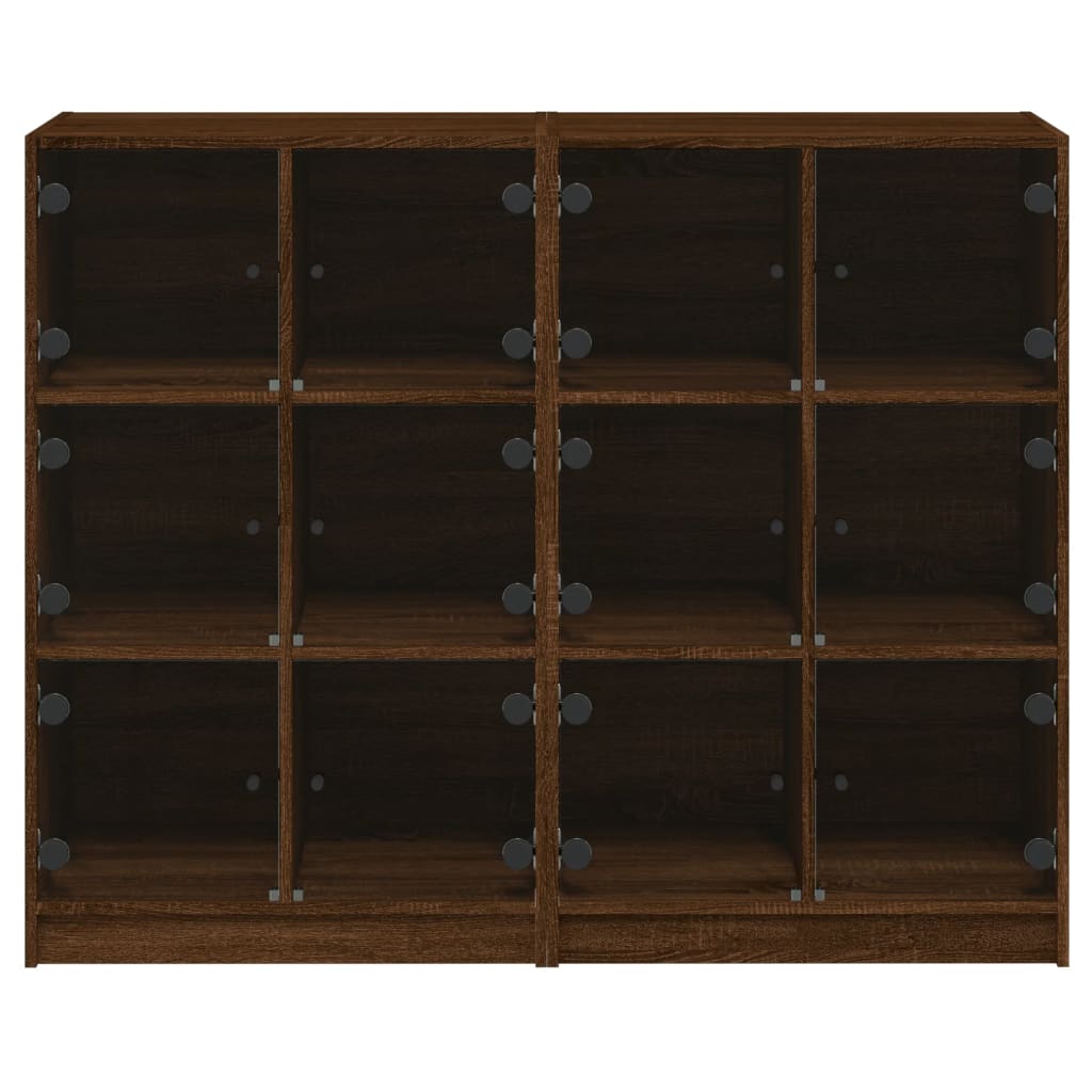 Βιβλιοθήκη με Πόρτες Καφέ Δρυς 136x37x109 εκ. Επεξ. Ξύλο - Pakobazaar