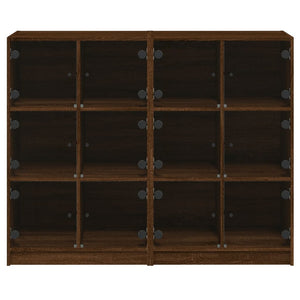 Βιβλιοθήκη με Πόρτες Καφέ Δρυς 136x37x109 εκ. Επεξ. Ξύλο - Pakobazaar