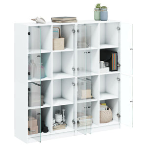 Βιβλιοθήκη με Πόρτες Λευκή 136x37x142 εκ. από Επεξεργ. Ξύλο