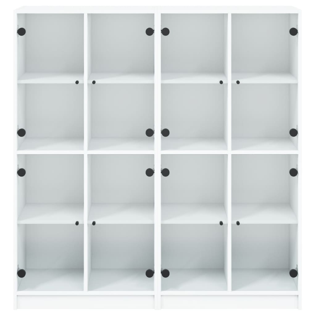 Βιβλιοθήκη με Πόρτες Λευκή 136x37x142 εκ. από Επεξεργ. Ξύλο