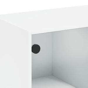 Βιβλιοθήκη με Πόρτες Λευκή 136x37x142 εκ. από Επεξεργ. Ξύλο