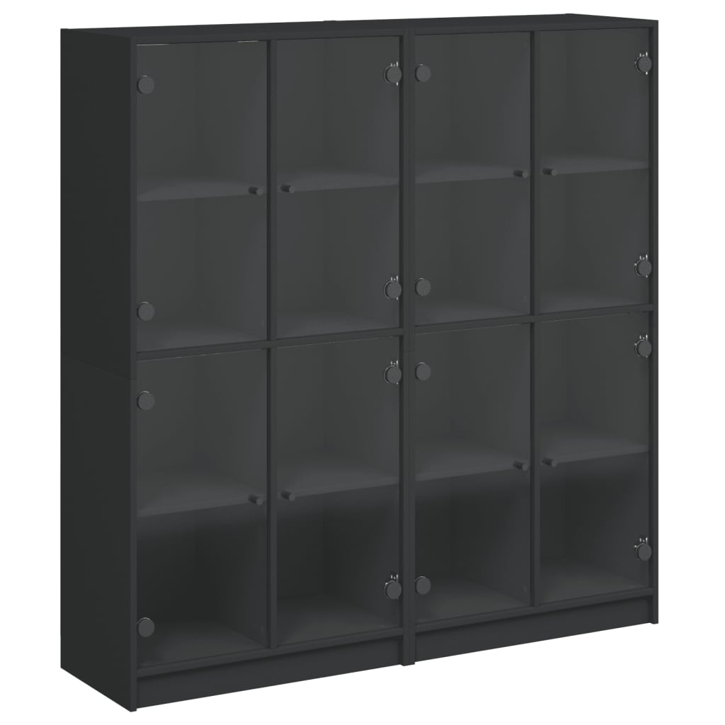Βιβλιοθήκη με Πόρτες Μαύρη 136x37x142 εκ. Επεξ. Ξύλο