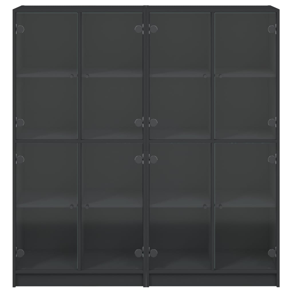 Βιβλιοθήκη με Πόρτες Μαύρη 136x37x142 εκ. Επεξ. Ξύλο