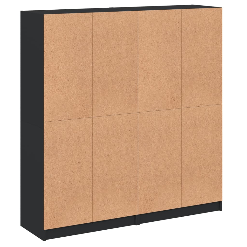 Βιβλιοθήκη με Πόρτες Μαύρη 136x37x142 εκ. Επεξ. Ξύλο