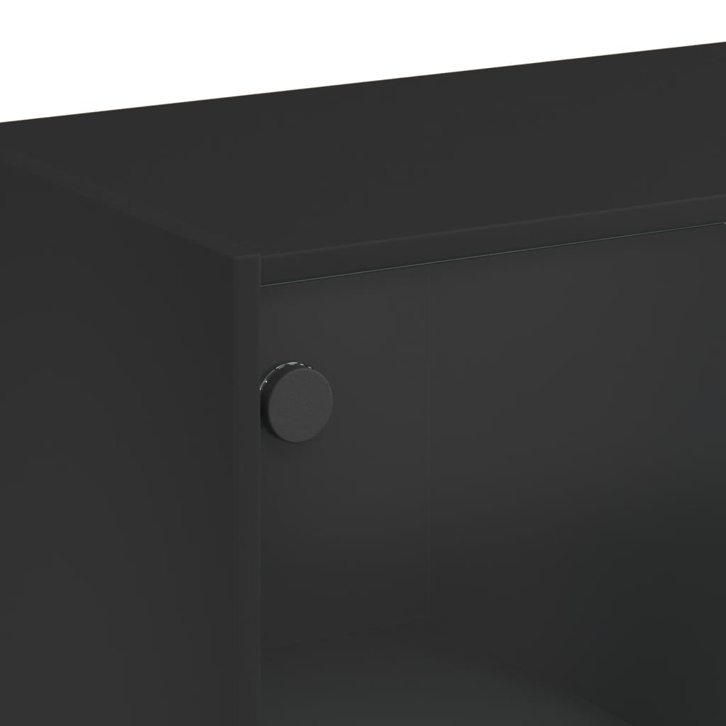 Βιβλιοθήκη με Πόρτες Μαύρη 136x37x142 εκ. Επεξ. Ξύλο